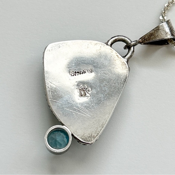 Gorgeous Signed Shimmering Blue Druzy Blue Topaz Sterling Silver Necklace - Picture 11 of 12